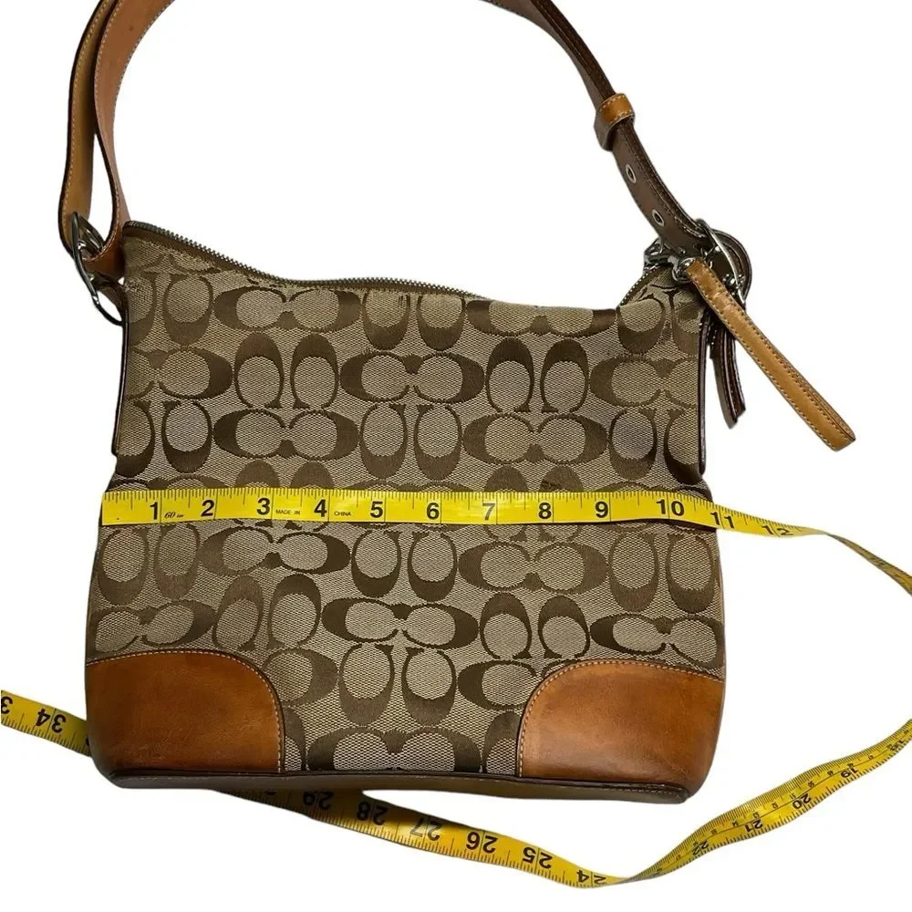 VTG Coach Hobo Signature Canvas Leather Brown Tote Handbag Purse Style #6347